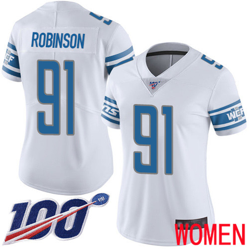 Detroit Lions Limited White Women Ahawn Robinson Road Jersey NFL Football #91 100th Season Vapor Untouchable->women nfl jersey->Women Jersey